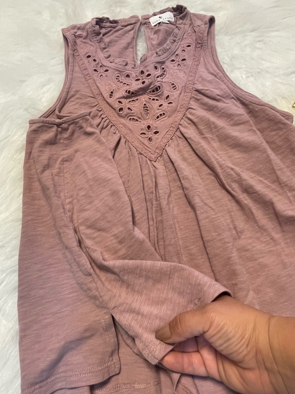 True Craft Mauve Sleeveless Eyelet Yoke Tank - Picture 6 of 8